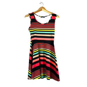 Women's Neon Striped Pinc A-Line Dress M